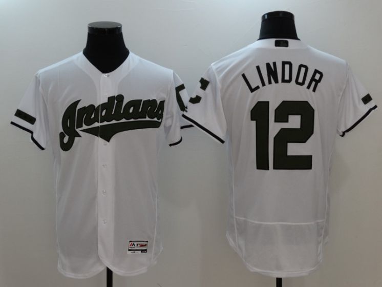 Men Cleveland Indians #12 Francisco Lindor White Elite MLB Jerseys->->MLB Jersey